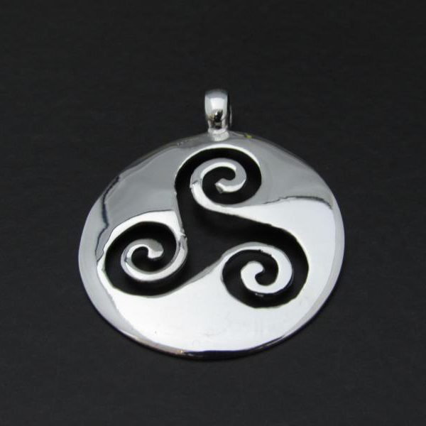 Triskele and Circle Silver Necklace
