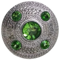 Irish Emerald Stone Celtic Brooch