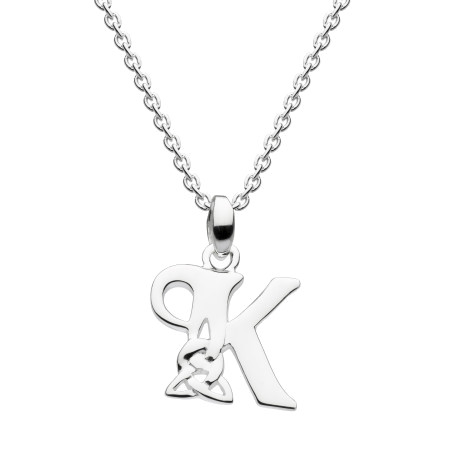 Celtic Initial - Letter K Silver Pendant