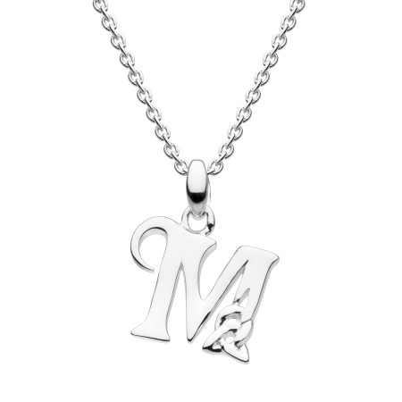 Celtic Initial - Letter M Silver Pendant