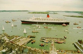 The Queen Elizabeth 2, which is the largest Cruise Liner in the world, is a regular visitor to Cobh. Photo (c) Bill Canavan - Cobh & Harbour Chamber