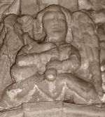 An angel playing the bagpipe, thought to be one of the earliest depictions of the instrument