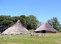The Chieftain's Roundhouse was reconstructed over an Iron Age house platform with an internal diameter of thirteen metres.
